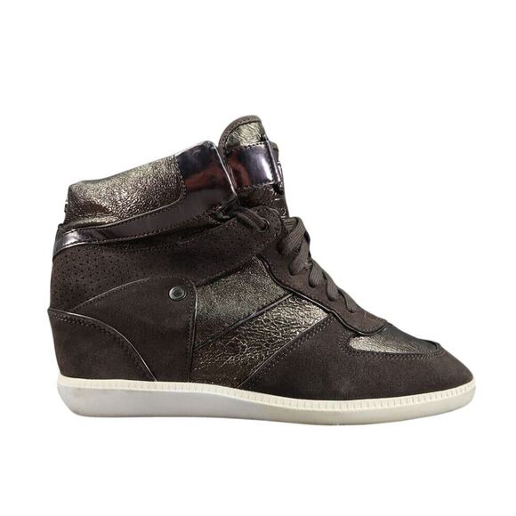 Michael Kors Shoes Womens 10 Sneakers Fashion Lifestyle Hidden Wedge Leather Mid - Picture 16 of 16